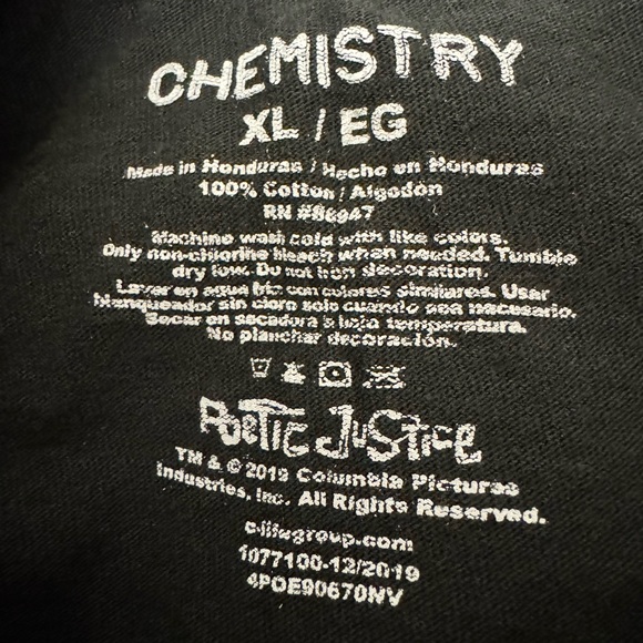 Chemistry Poetic Justice Tupac T- shirt Size XL Color Black Purple Yellow Green - Picture 10 of 11